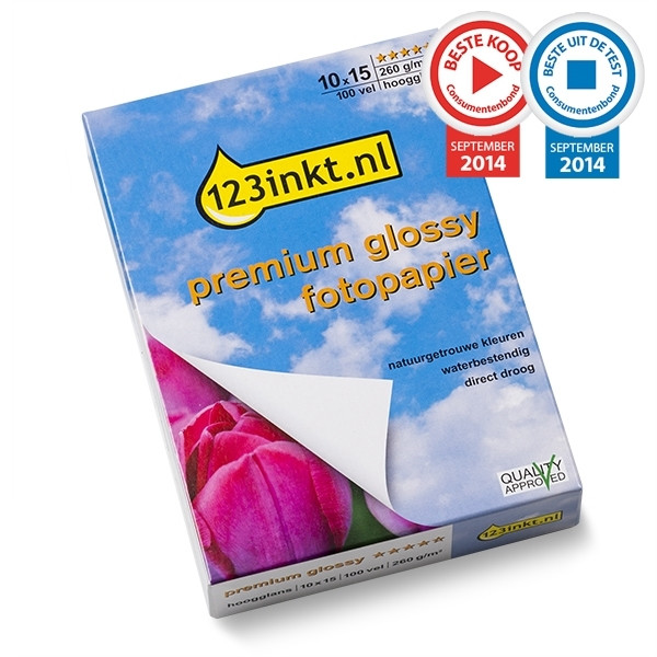 123tinta Papel fotográfico Premium Glossy brillo alto | 10 x 15 cm | 260g | 100 hojas C13S042153C 064130 - 1