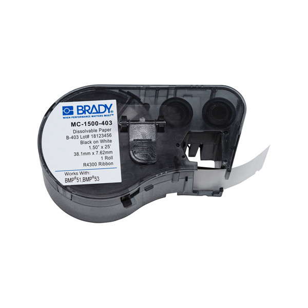 Brady MC-1500-403 cinta de papel negro sobre blanco 38,1 mm x 7,62 mm (original) MC-1500-403 147136 - 1