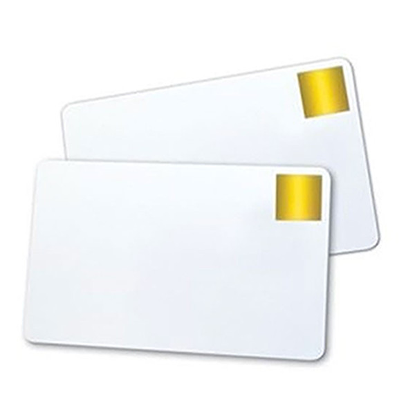 Brady Magicard CR80 tarjetas PVC blancas con sello HoloPatch dorado (500 unidades) 322002 145003 - 1