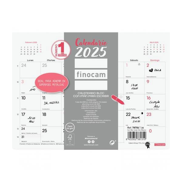 Calendario pared 2025 con imán (210x150 mm) 787047325 426478 - 1