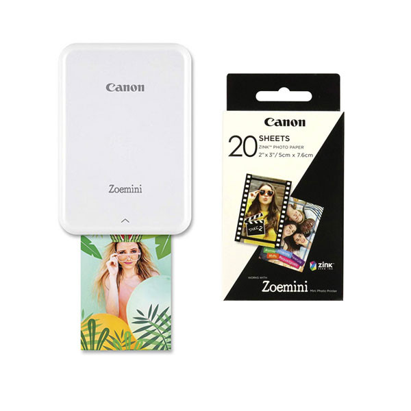 Canon Pack Impresora Canon Zoemini Blanca + Papel Zink (20 hojas)  898045 - 1