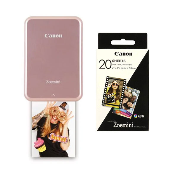 Pack Impresoras Canon Zoemini Oro Rosa + Papel Zink (20 hojas) Canon