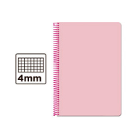 Cuaderno Espiral Folio Cuadrícula 4mm 60g (Tapa Blanda) - Rosa BF97 425964