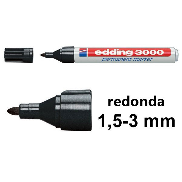 edding 3000 marcador permanente - negro - 1 rotulador - punta