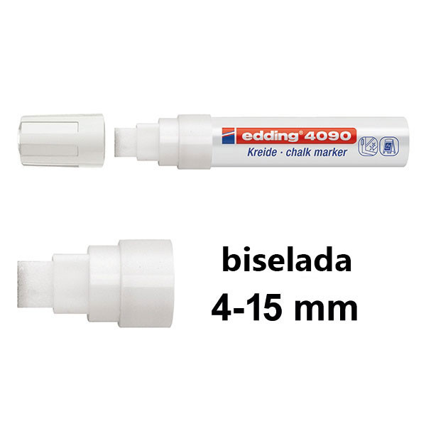 Edding 4090 Rotulador de tiza blanco de punta biselada (4-15 mm) 4-4090049 200893 - 1