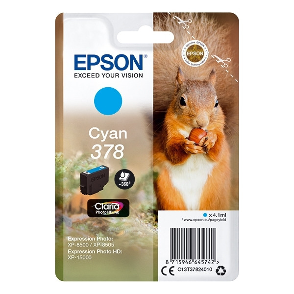 Epson 378 cartucho de tinta cian (original) C13T37824010 027100 - 1