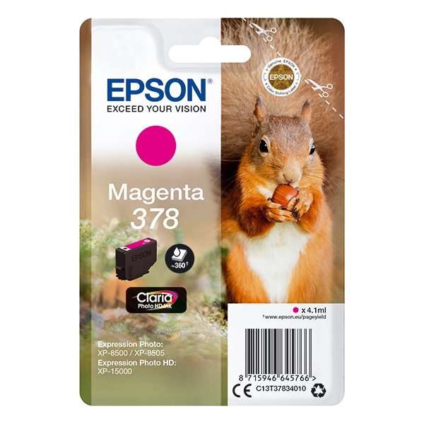 Epson 378 cartucho de tinta magenta (original) C13T37834010 027102 - 1