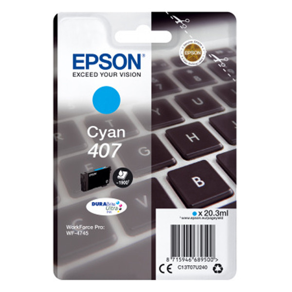 Epson 407 cartucho de tinta cian (original) C13T07U240 083558 - 1