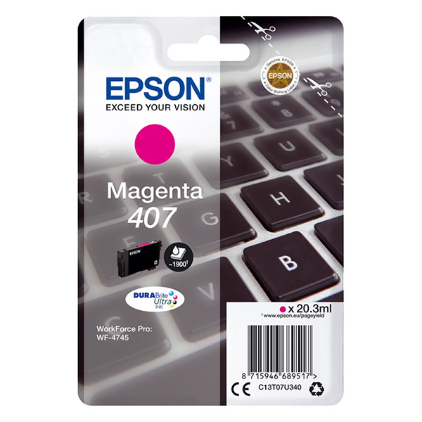 Epson 407 cartucho de tinta magenta (original) C13T07U340 905092 - 1