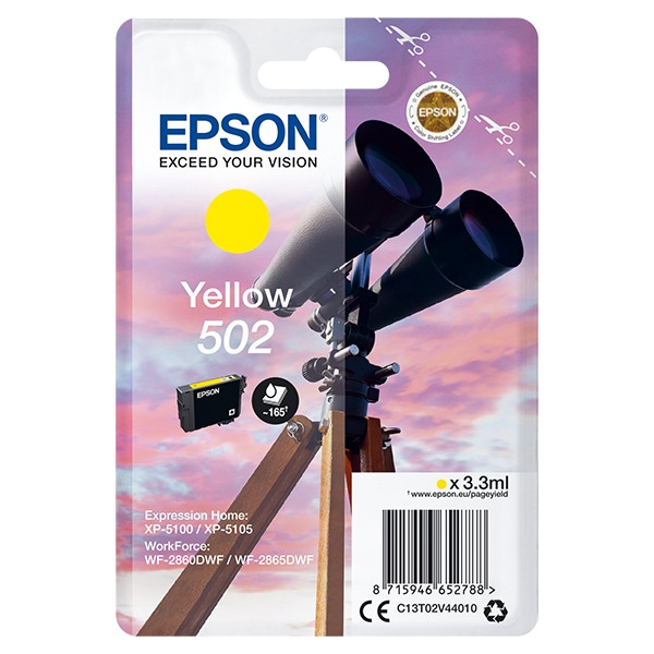 Epson 502 cartucho de tinta amarillo (original) C13T02V44010 C13T02V44020 902995 - 1