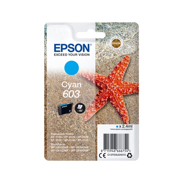 Epson 603 cartucho de tinta cian (original) C13T03U24010 C13T03U24020 020670 - 1