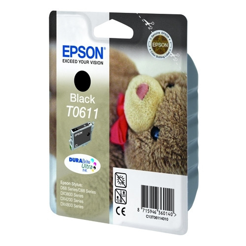 Epson T0611 cartucho de tinta negro (original) C13T06114010 C13T06114012 023000 - 1