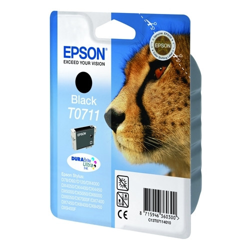 Epson T0711 cartucho de tinta negro (original) C13T07114011 C13T07114012 023045 - 1