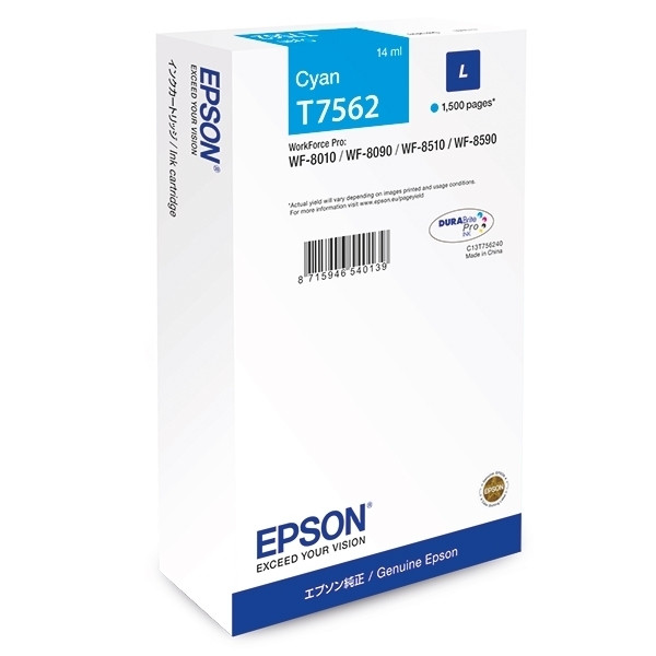 Epson T7562 cartucho de tinta cian (original) C13T756240 026674 - 1