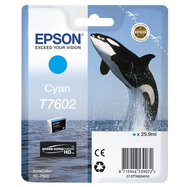 Epson T7602 cartucho de tinta cian (original) C13T76024010 026724 - 1