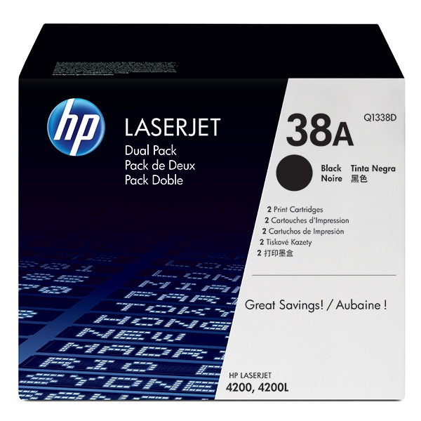 HP 38D (Q1338D) pack 2 toner negro (original) Q1338D 054096 - 1