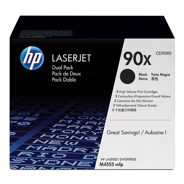 HP 90X (CE390XD) pack 2 toner negro XL (Original) CE390XD 054122 - 1