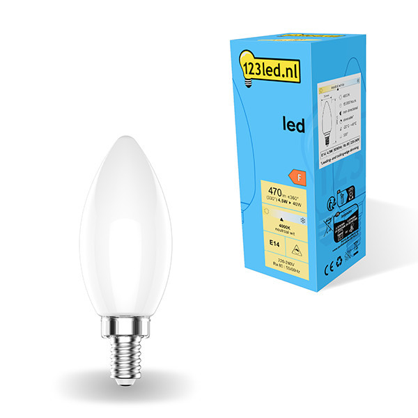 Lámpara LED E14 vela mate regulable 4000K (4,5W) - 123tinta  LDR01868 - 1