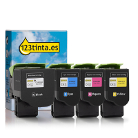 Lexmark C242XK0, C0, M0, Y0 Pack ahorro toner negro + 3 colores (marca 123tinta)  131968