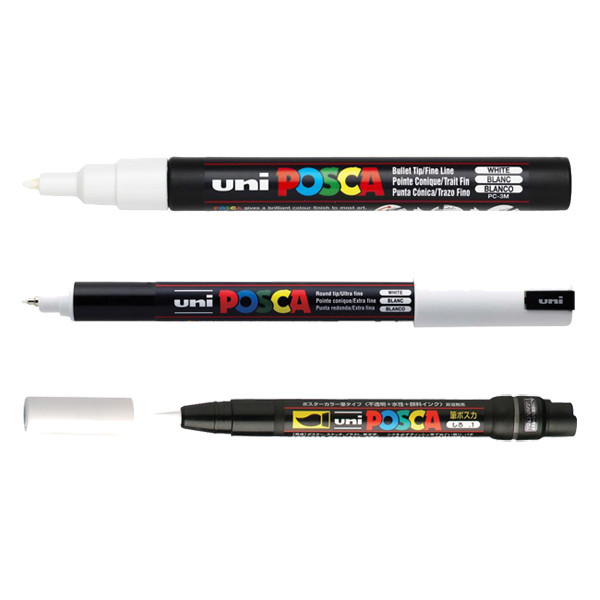 POSCA PC-1MR/PC-3M/PCF-350 rotulador blanco (3 unidades)  424251 - 1