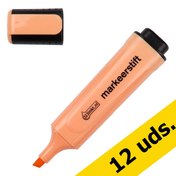 Pack: 12x Subrayador naranja pastel 123tinta punta biselada  300495 - 1