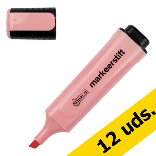 Pack: 12x Subrayador rosa pastel 123tinta punta biselada  300496 - 1