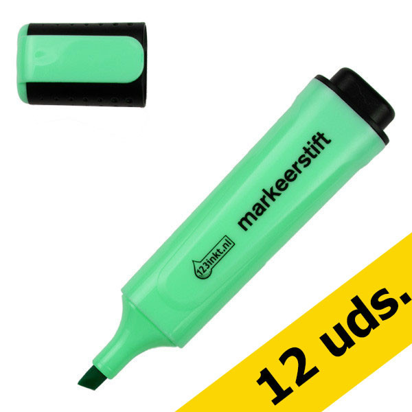 Pack: 12x Subrayador verde pastel 123tinta punta biselada  300494 - 1