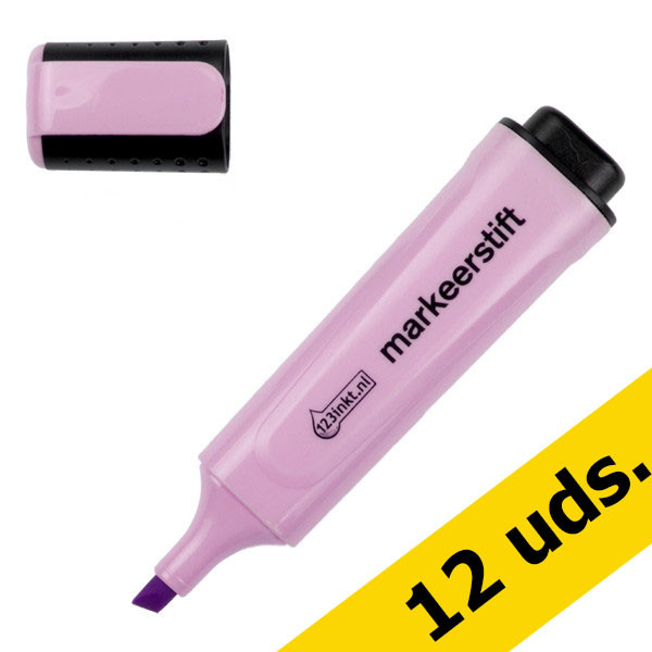 Pack: 12x Subrayador violeta pastel 123tinta punta biselada  300498 - 1