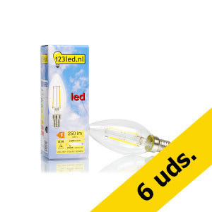 Pack: 6x Bombilla LED E14 C35 Luz Cálida Vela Filamento Regulable (2.8W) - 123tinta  LDR01605 - 1
