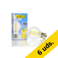 Pack 6x: Bombilla LED E27 Luz Cálida Pera Filamento Regulable (7.3W) - 123tinta