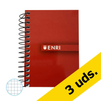 Pack ahorro: x3 Libreta Enri A7 cuadrícula 4mm con 48 hojas (Tapa Blanda) - Surtido de colores  426400