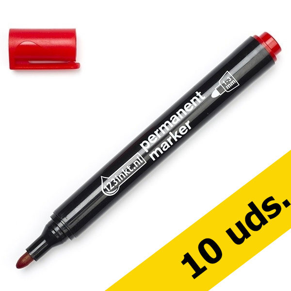 Pack ahorro 10x rotulador permanente rojo 123tinta (2,5 mm)  300398 - 1