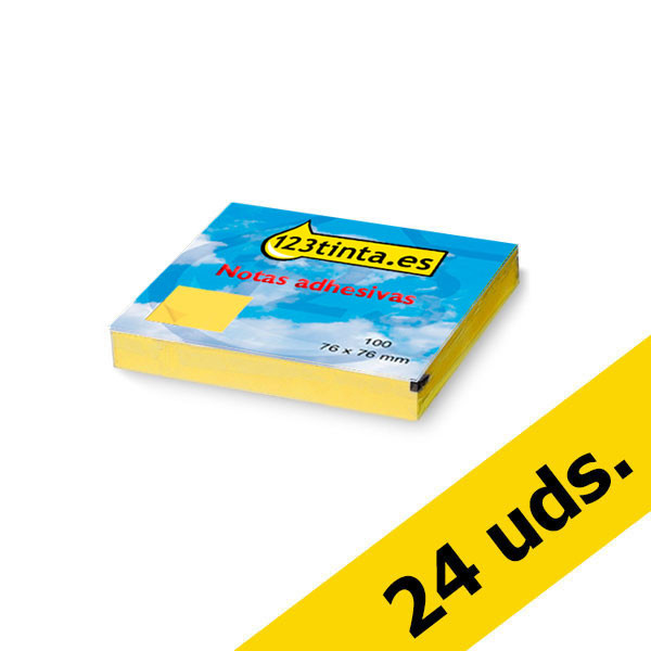 Pack ahorro 24x notas adhesivas 123tinta amarillas 76 x 76 mm 654Y20C 300241 - 1