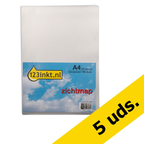 Pack ahorro 5x carpeta transparente 123tinta A4 85 micras (100 piezas)  301212 - 1