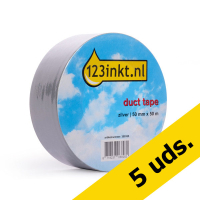 Pack ahorro 5x cinta adhesiva 123tinta plateada 50 mm x 50 m  300623