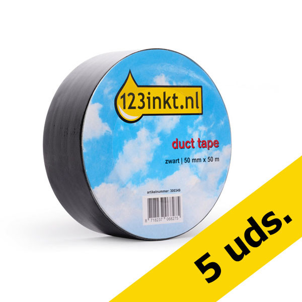 Pack ahorro 5x cinta adhesiva negra 123tinta 50mm x 50m  300624 - 1