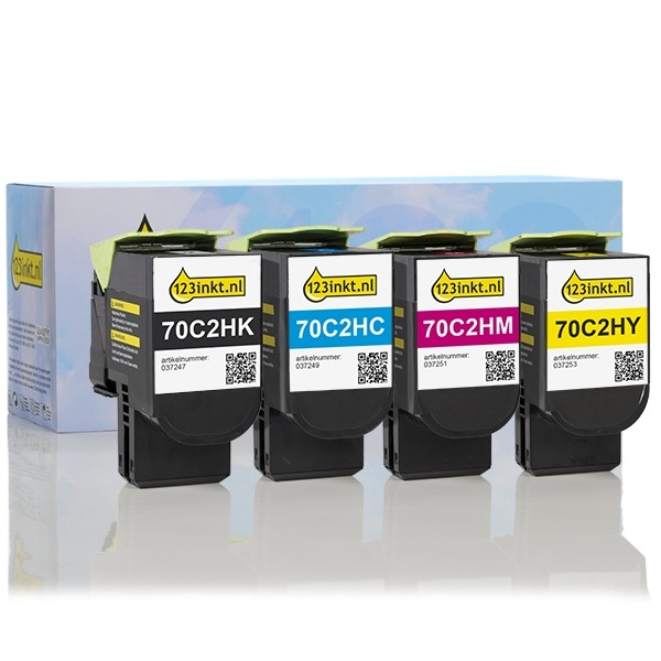 Pack ahorro Lexmark: 70C2HK0, C0, M0, Y0 negro + 3 colores (marca 123tinta)  130282 - 1