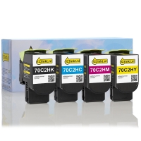 Pack ahorro Lexmark: 70C2HK0, C0, M0, Y0 negro + 3 colores (marca 123tinta)  130282