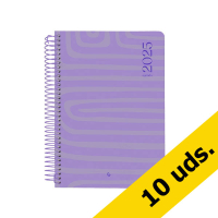 Pack x10: Agenda 2025 A5 espiral día vista morado  426462