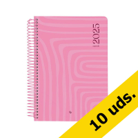 Pack x10: Agenda 2025 A5 espiral día vista rosa  426468