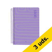 Pack x3: Agenda 2025 A5 espiral día vista morado