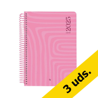 Pack x3: Agenda 2025 A5 espiral día vista rosa