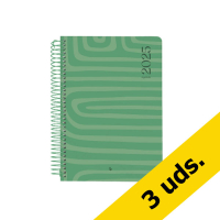 Pack x3: Agenda 2025 A5 espiral día vista verde