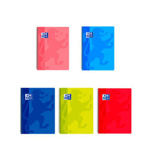 Pack x5: Oxford Cuaderno Espiral Folio Escolar Clásico (80H) (Cuadricula 4mm) Tapa Polipropileno - Colores surtidos  425730 - 1