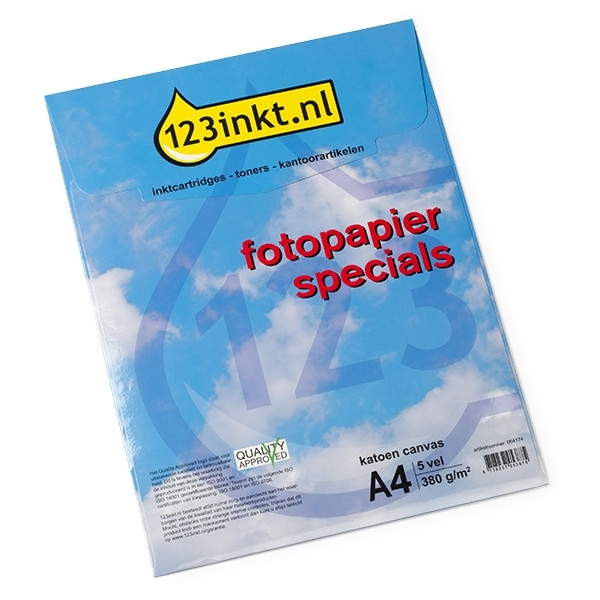 Papel fotográfico algodón epecial lienzo 380 gramos A4 (5 hojas) (marca 123tinta)  064174 - 1