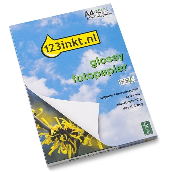 Papel fotográfico de alto brillo Glossy 180 gramos A4 (50 hojas) FSC(R) (marca 123tinta) C13S041622C 064050 - 1