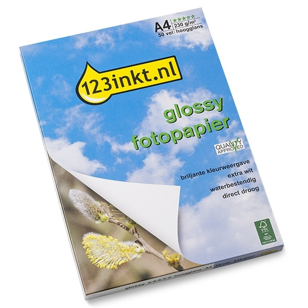 Papel fotográfico de alto brillo Glossy 245 gramos A4 (50 hojas) FSC(R) (marca 123tinta) Q5437AC 064070 - 1