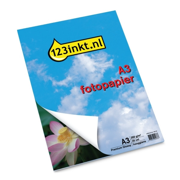 Papel fotográfico de alto brillo Premium Glossy 260 gramos A3 (20 hojas) (marca 123tinta) BP71GA3C 064165 - 1