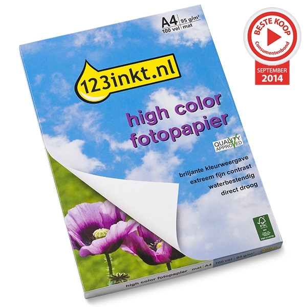 Papel fotográfico mate High Color de 123 tintas 95 g/m² A4 (100 hojas) FSC(R) (marca 123tinta) C13S041061C 064000 - 1