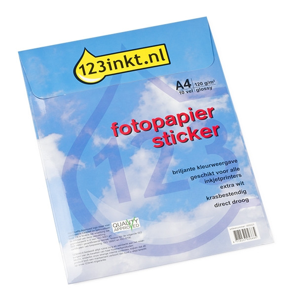 Papel fotografico adhesivo brillante | A4 | blanco (10 unidades) (marca 123tinta) L7767-40C 300223 - 1